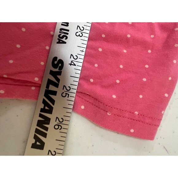 Womens L Pink White Polka Dot Pajama Set With Drawstring Shorts & Button-Up Top - Picture 7 of 9